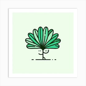 Green fan of palm leaves, Vector art Art Print