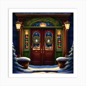 Christmas Door 80 Art Print