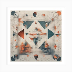 A Mixed Media Artwork Combining Found Mathematical And Symmetrical Shapes, Creating A Minimalist Ass Art Print