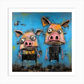Abstract Crazy Whimsical Pigs Art Print