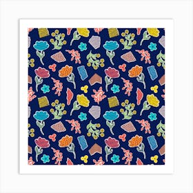 Pattern With Paper Flowers Art Print