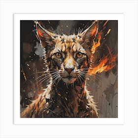 Lynx in fire Art Print