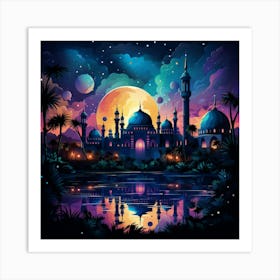 Islamic Mosque At Night 1 Art Print