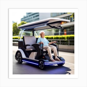 Elderly Woman In Electric Scooter Art Print