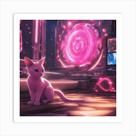 Pink Cat Art Print