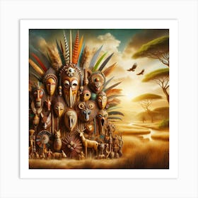 Tribal African Art African landscape Art Print