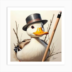 Duck With A Pencil 1 Art Print