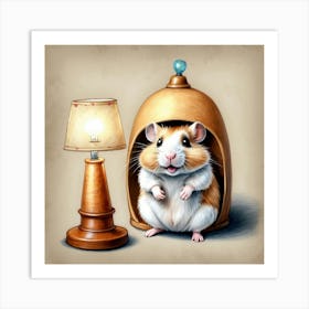 Hamster In A Lamp Art Print