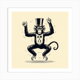 Monkey In Top Hat Art Print