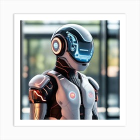 The Image Depicts A Stronger Futuristic Suit With A Digital Music Streaming Display 1 Art Print