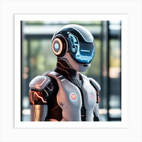 The Image Depicts A Stronger Futuristic Suit With A Digital Music Streaming Display 1 Póster