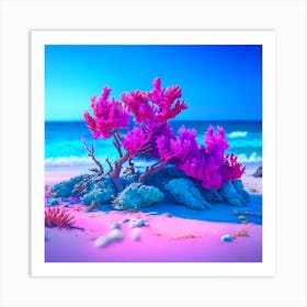 Pink Coral On The Beach Art Print