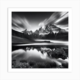 Black And White Mountain Landscape 1 Art Print