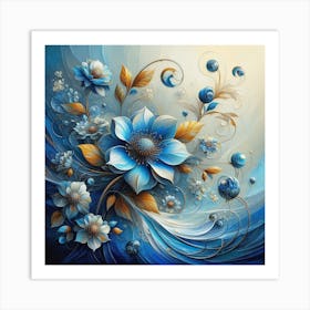 Blue Flowers 1 Art Print