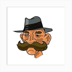 Cartoon Man With Mustache Art Print