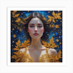 Golden leaf beauty Art Print