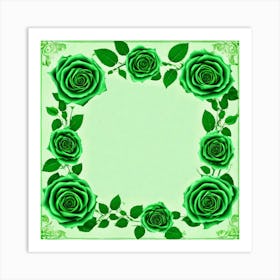 Green Roses Frame Art Print