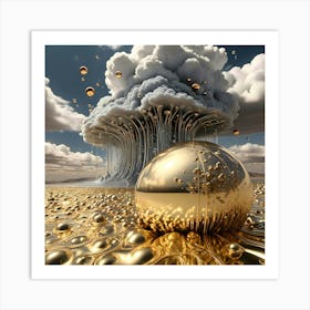 Golden Ball In The Desert Art Print