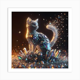 Crystal Cat 3d Illustration Art Print