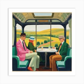 Vintage Train Journey Series: David Hockney Style 1 Art Print