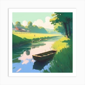 Boat On A River 3 Art Print