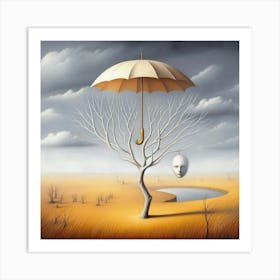 Umbrella Over A Tree Art Print