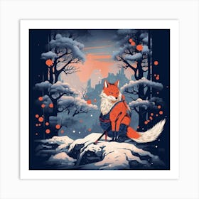 Fox In The Snow 5 Art Print