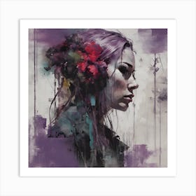 'The Girl With Purple Hair' Art Print