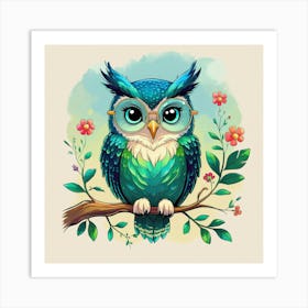 A Vibrant Cartoon Owl Wall Art Decoration Art Print