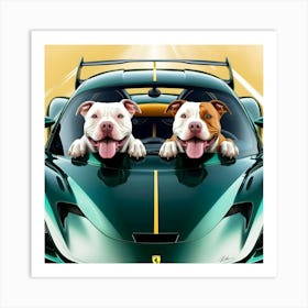 Vibrant Digital Art A Whimsical Scene Of Two Dogs In A Car 1 Art Print