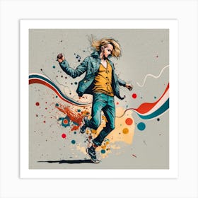 Dancer With Colorful Splashes 1 Art Print