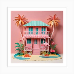 Flamingo House 2 Art Print