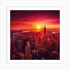 Sunset In New York City 2 Art Print