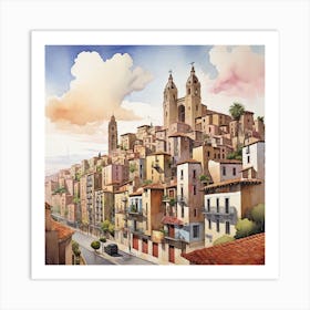 Cityscape Of Barcelona Art Print