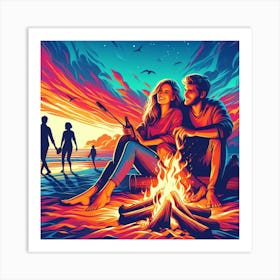 Night At The Beach Art Print