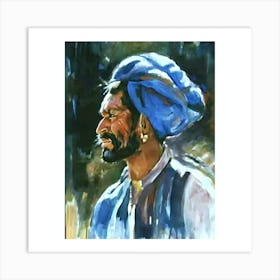 Indian Man In Blue Turban Art Print