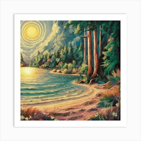 Sunset By The Lake 3 Art Print