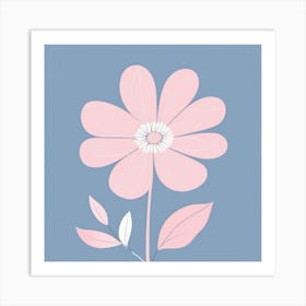 A White And Pink Flower In Minimalist Style Square Composition 667 Art Print