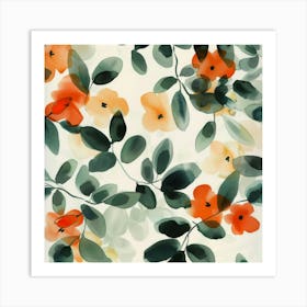 Orange Leaves 1 Art Print