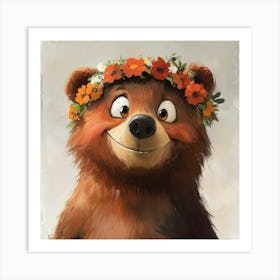 Bear With A Flower Crown Poster