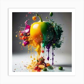 Crazy Colorful Fruit Splash Art Print