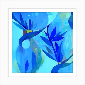 Blue Birds in Paradise Art Print