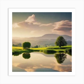 Lake With Trees 1 Art Print