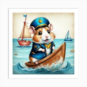 Hamster In A Boat 11 Art Print