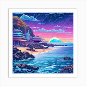 Sunset At The Beach Art Print