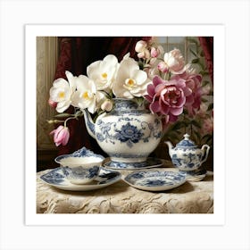 Blue And White Tea Art Print