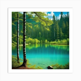 Lake In The Forest 4 Art Print