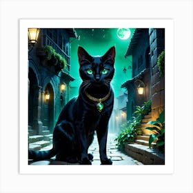 Cat In The Night Art Print