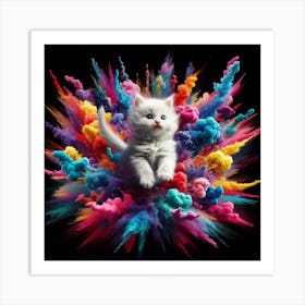 Cat In Colorful Powder Art Print