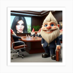 Gnome In A Meeting Art Print